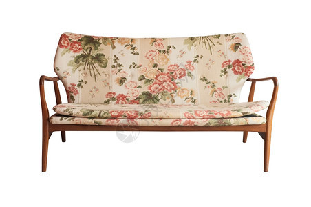 以印刷的植物织古代风格装饰成木质沙发皇家颜色花图片