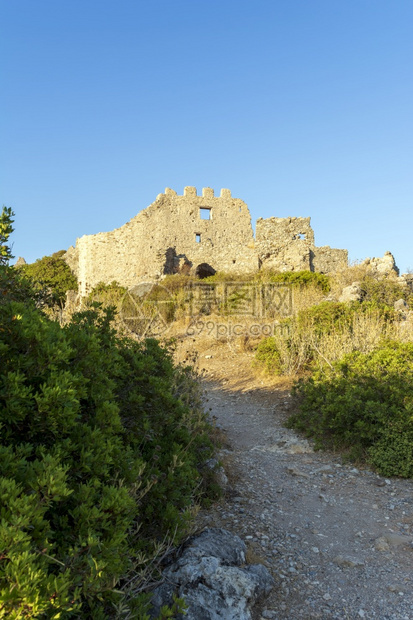 传统的堡垒希腊Kythira岛Palaiochora威尼斯城堡景观希腊威尼斯城堡景观拜占庭式图片