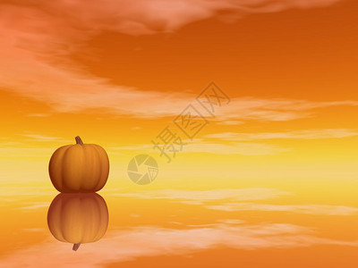 蔬菜水果云万圣节南瓜反射橙色日落3D变成万圣节南瓜3D图片