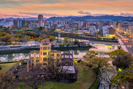 建造亚洲人日出广岛天线与原爆炸圆顶的观景教科文组织在日本的世界遗产地点图片