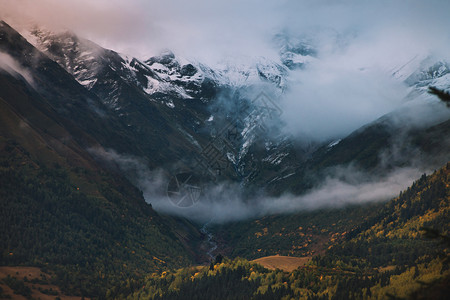 户外天空ZuruldiMountainPeakUshbaSvanetiMestiaGeorgia的壮丽景色森林图片