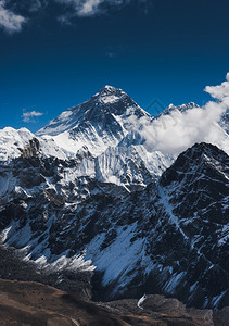 最佳雪徒步旅行珠峰或世界最高山顶的Chomolungma图片