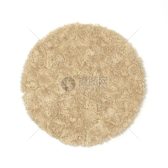 白色背景上孤立的清洁圆地板毯3d插图垫屋图片