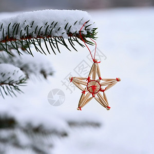 冬季雪景中的圣诞装饰图片