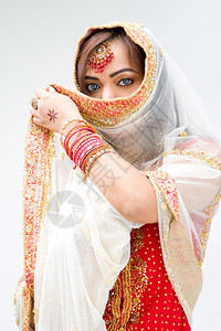 印度教婚礼嘴前面戴纱的英才孟加拉新娘与世隔绝优雅图片