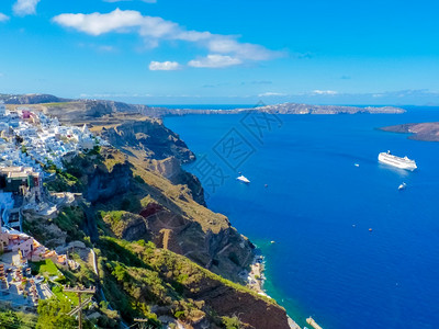 希腊圣托里尼岛景观欧洲的首都奇幻圣托里尼岛夏季风景希腊Cyclades背景