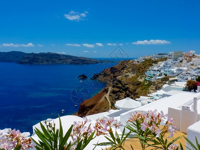 景观欧洲的佩里萨奇幻圣托尼岛夏季风景希腊Cyclades图片