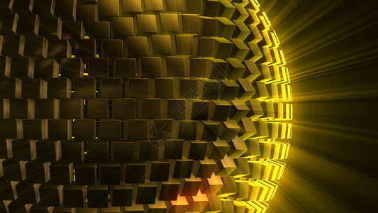火3D从体积立方块的抽象球体从一个复杂的结构设计中转换出一个空间球中的非三角和亮艺术天体该来自一个复杂的结构设计玻璃不平凡图片