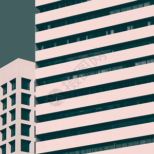 现代建筑外观图示细节Retro颜色结构化RetroColorsStylization最小的曼谷建筑学图片