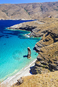 水吸引力希腊安得罗斯岛的美好自然和最佳海滩TisGriastoPidimaCyclades皮迪玛图片