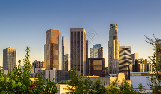 地标美国加利福尼亚州洛杉矶市中心日落时的城市风景联合安吉利斯图片