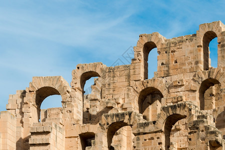 杰姆著名的ElDjem罗马圆形剧场在突尼斯古老的图片