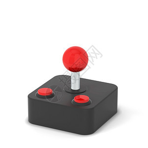 电缆游戏手柄白背景上孤立的Rentro游戏玩棍3d插图黑色的图片