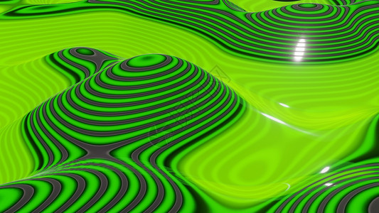 未来派颜色波绿背景的黑曲线动画3D翻譯液体图片