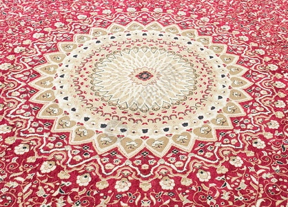 波斯语泰国教堂羊毛地毯上的花香图案棕色的图片