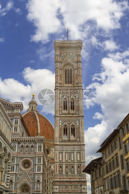 乔托意大利佛罗伦萨圣母百花大教堂和焦托斯夸钟楼宗教欧洲的图片