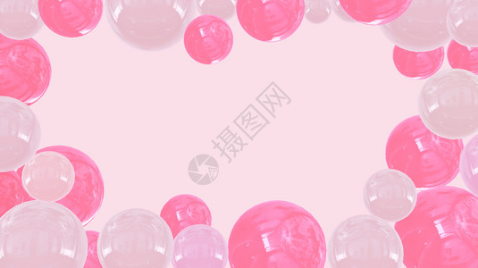 有创造力的溶解梦幻般摘要kawaii3D插图以几何气球模式的软面糊坡度梯粉色软背景活动假日庆祝图片