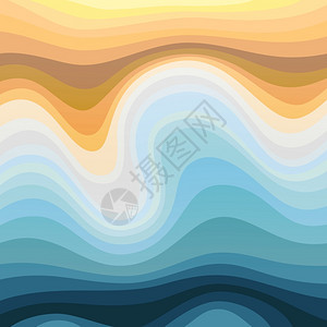 未来派波浪现代的黄色橙棕青和蓝平行曲线背景抽象海滩和图案黄色图片
