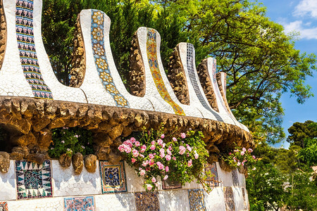 建筑师镇外部西班牙巴塞罗纳公园彩色观图像图片