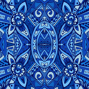 优质的拼凑而成向量蓝色和白东方瓷砖装饰面条的无缝矢量图案蓝和白色东方瓷砖中的无缝病媒模式彩色和白东边瓷砖装饰面团图片
