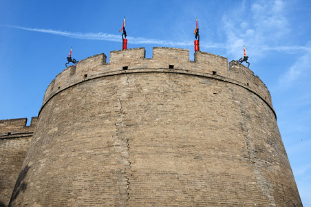 城市的旅行西安历史城墙的地势标志详细节云图片
