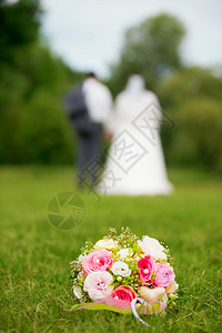 年轻的新婚夫妇在拍摄纱照一对年轻的新婚夫妇在拍摄纱照浪漫草丈夫图片