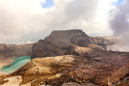 水美丽现象堪察加戈里火山口的绿湖图片