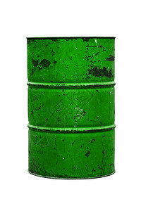 有毒的桶油绿色旧隔离在背景白色垃圾袋箱燃料化石图片