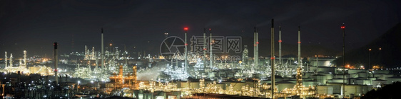 管道绿色和平泰国石油炼厂黄昏正布里的全景油炼厂活力图片