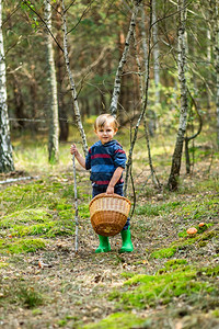 孩子们拄着拐杖在森林里散步采蘑菇孩子们拄着拐杖在森林里散步姐走自然图片