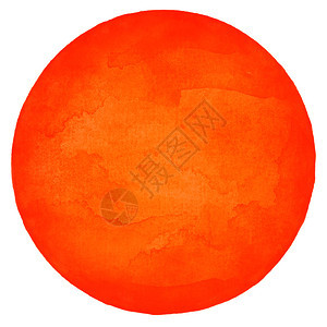 红色空圆水彩形状在白背景上隔绝的油漆纹理以手工制作技术创造的光壳背景白圆形弄脏复制光滑的图片