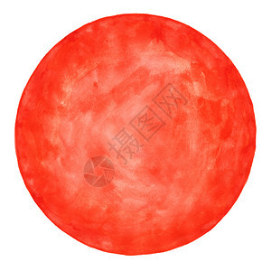 红色空圆水彩形状在白背景上隔绝的油漆纹理以手工制作技术创造的光壳背景白圆形空的纸诽谤图片