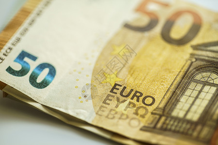 账单联盟买50欧元钞票货币50钞票的宏观细节现金法案概念高清晰度照片图片