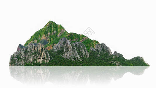 山岛屿或白孤立的山区岛屿或有剪切路光相蒙合山区自然丘陵美丽的图片