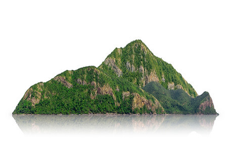 顶峰山岛屿或白孤立的山区岛屿或有剪切路光相蒙合山区攀登草图片
