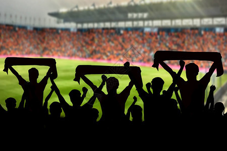 足球迷在一场比赛中的轮椅和足球体育场的旁观者欢呼扇子一种图片