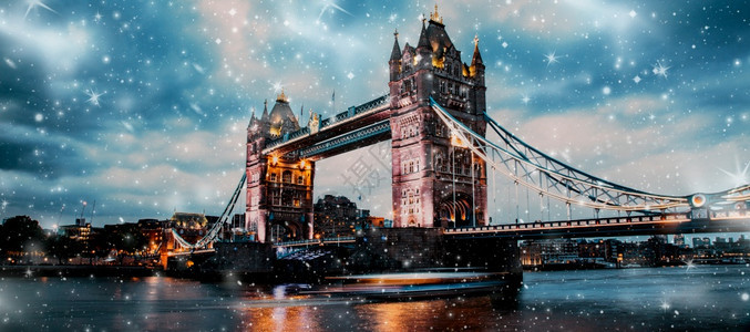 塔黄昏伦敦大桥之冬雪降文化图片