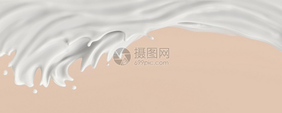 牛奶或酸喷洒3d插图早餐海浪向量图片