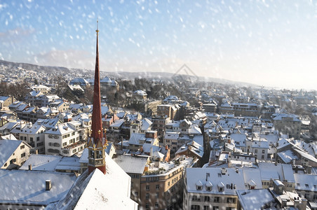旅行假期城市的苏黎世冬季视图图片