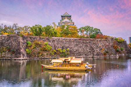 天空户外秋在日本大阪的城堡建筑学图片