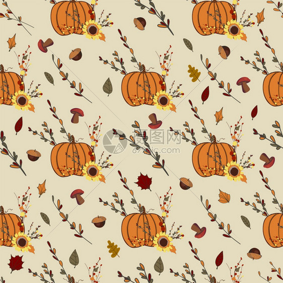 有创造力的装饰作品秋季图案与橙色南瓜感恩设计秋季组合图案与橙色南瓜感恩设计秋季组合图片