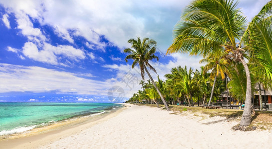 奢华完美热带海滩风景毛里修斯岛假日旅游海岸线图片