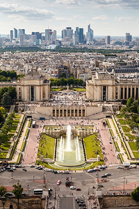 景观关于Trocadero和从埃菲尔铁塔进行防御的空中观察法国巴黎文化旅行图片