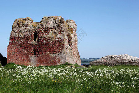 丹麦卡洛城堡废墟结石蓝色的农村图片