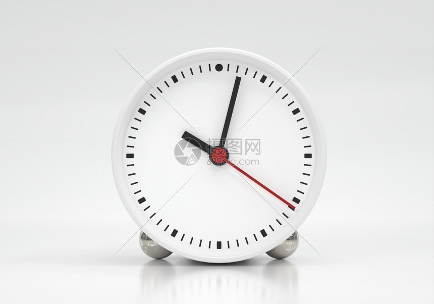 白色背景物体和设备概念用时钟脸小分和第二手大约10点左右的钟表与时对白背景物体和设备概念最近时间主题3D插图使形设计成为红色的倒图片