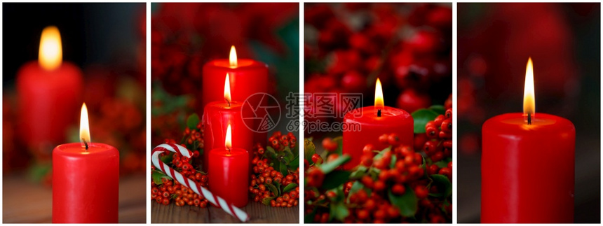 来临黑暗的红蜡烛配莓果和糖甘蔗的装饰圣诞节纪念馆图片