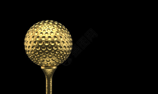 竞赛玩3D以黑色背景隔离的剪切路径将卢苏瑞斯金高尔夫球投在战利品奖上豪华图片