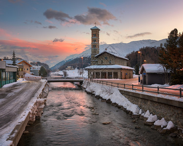 冬季的乡村的落日图片
