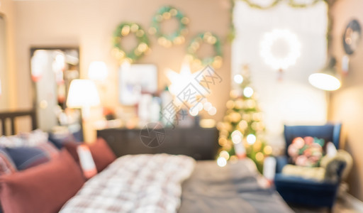 圣诞卧室装饰模糊背景图片