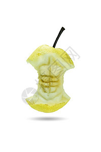 节食黄色咬痕在白背景上被孤立的梨子健康饮食黄色咬痕梨子重量失去图片